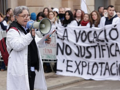 Manifestación del personal sanitario durante la huelga de enero del 2023, en Barcelona.