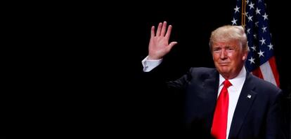 Donald Trump durante su discurso en en el Club Económico de Detroit (Michigan).