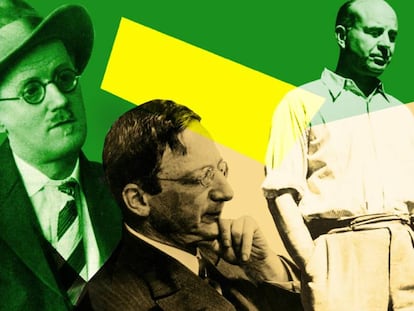 De izquierda a derecha, James Joyce, Alfred Döblin y John Dos Passos. Las penurias no pudieron cambiarlos tanto como ellos cambiaron la literatura del siglo XX.