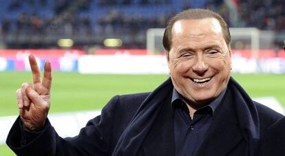 Silvio Berlusconi  en un partido de f&uacute;tbol. 
 