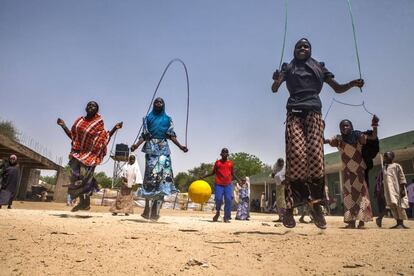 Grupo de menores en un centro de Unicef en Nigeria.