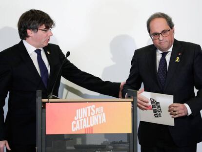 L'expresident Carles Puigdemont, amb el cap del Govern, Quim Torra.