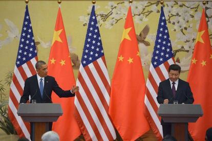 Obama i Xi Jinping en una conferència de premsa.