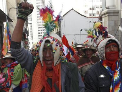 Members of the Maliku Kota tribe hold a protest in La Paz earlier this month.