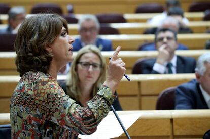 La ministra de Justicia, Dolores Delgado, en la sesión de control en el Senado del 2 de octubre.