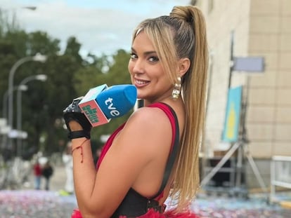 Marta Riesco, en la presentación de 'La familia de la tele'.