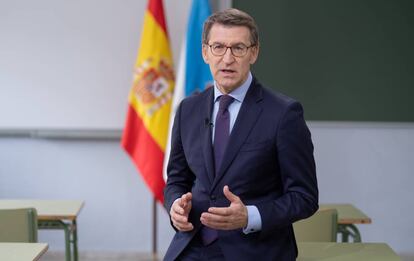 El presidente gallego, durante su discurso de fin de año en una imagen cedida por la Xunta.