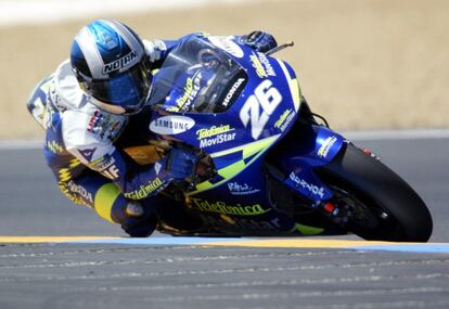 Dani Pedrosa en accin durante el Gran Premio de Francia de MotoGP, disputado en el circuito de Le Mans, el 16 de mayo de 2004. 