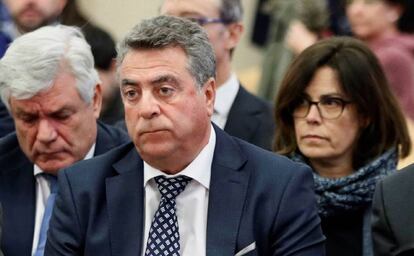 José Ramón Blanco, asesor de Francisco Correa; Enrique Tomás, dueño del Grupo Enrique Ortiz e Hijos, y Yolanda García, extesorera del PP de la Comunidad Valenciana durante el juicio del caso Gürtel.