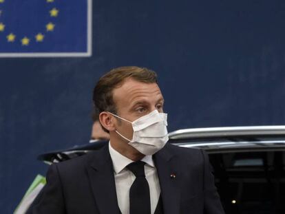 El presidente francés Emmanuel Macron, a su llegada a una de las sesiones de la cumbre.