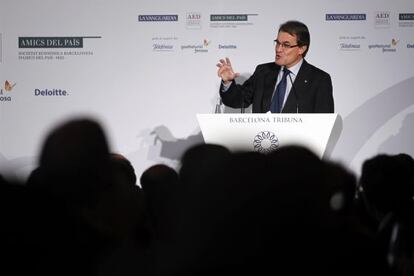 El presidente de la Generalitat de Cataluña, Artur Mas, durante su conferencia en el foro Barcelona Tribuna.