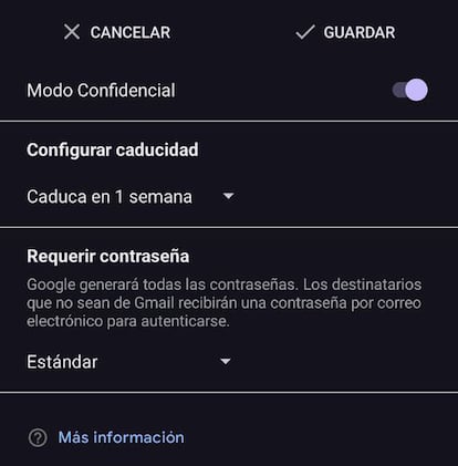Modo confidencial en Gmail para Android