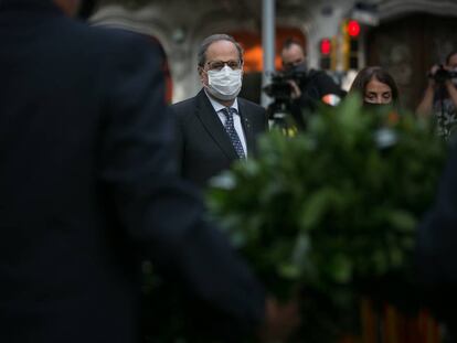 Quim Torra a l'ofrena floral al monument de Rafael Casanova.