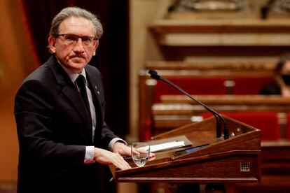 El consejero catalán de Economía, Jaume Giró, durante un debate en el Parlament de Cataluña.