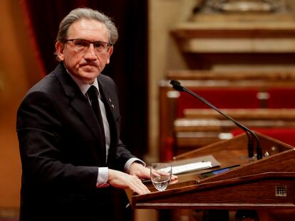 El consejero catalán de Economía, Jaume Giró, durante un debate en el Parlament de Cataluña.