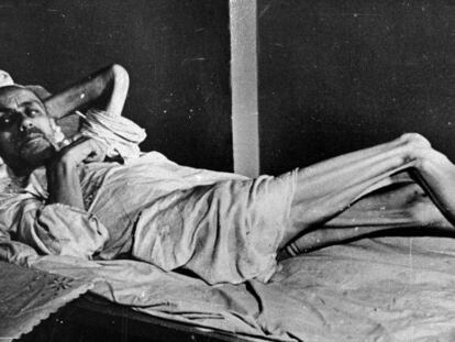 Una víctima de las hambrunas padecidas en Ucrania en los años treinta, en una imagen usada por la propaganda alemana en 1941 y 1942.