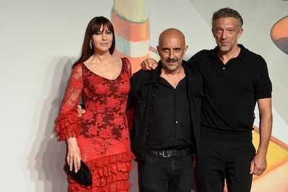 Vincent Cassel, Gaspar Noé y Monica Bellucci en la 76ª edición del Festival de Venecia.