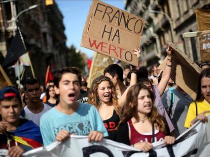 Manifestación de estudiantes en Barcelona.