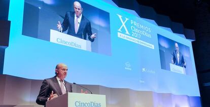 Luis de Guindos, ministro de Economía, durante la pasada edición de los premios Cinco Días.