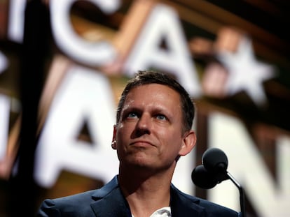 Peter Thiel, presidente y cofundador de Palantir, durante su aparición en la convención republicana de 2016.