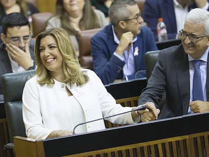 Susana Díaz en el Parlamento andaluz este miércoles.