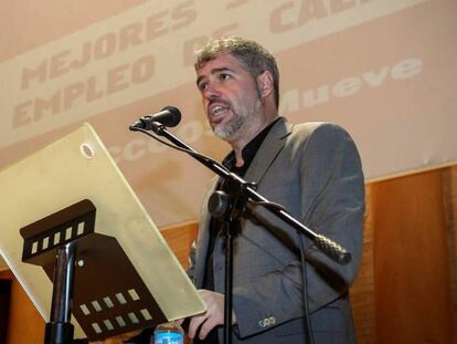 El secretario general de CCOO, Unai Sordo, en un acto de su sindicato