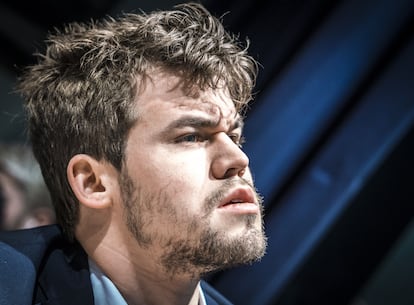 Magnus Carlsen, hace unos días, durante el Clásico de Londres, donde fue uno de los jugadores más combativos