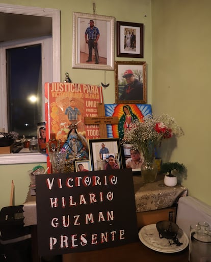Altar con imágenes de Victorio Hilario en la casa de sus familiares.