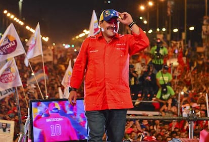 Maradona, en el acto de cierre de campaña de Maduro.