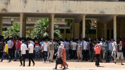 Estudiantes marroquíes en la Universidad de Fez, en 2014.