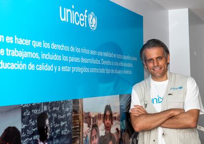 El presidente de Unicef en Madrid, Ignacio Domínguez Mateos, en la sede de la organización.