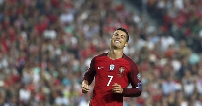 Cristiano Ronaldo en un partido con Portugal.