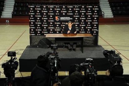 Gerardo Martino, en la rueda de prensa en el estadio de Newell’s ayer en Rosario