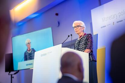 La presidenta del Banco Central Europeo (BCE), Christine Lagarde, en Sintra.