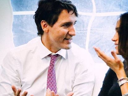 Meghan Markle y Justin Trudeau en una fotografía del Instagram de la actriz.