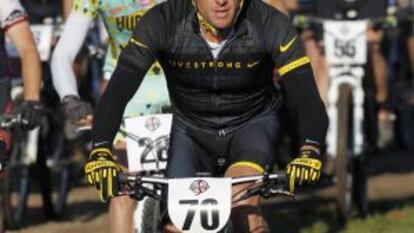 Armstrong, el sábado, durante una prueba de bicicleta de montaña.