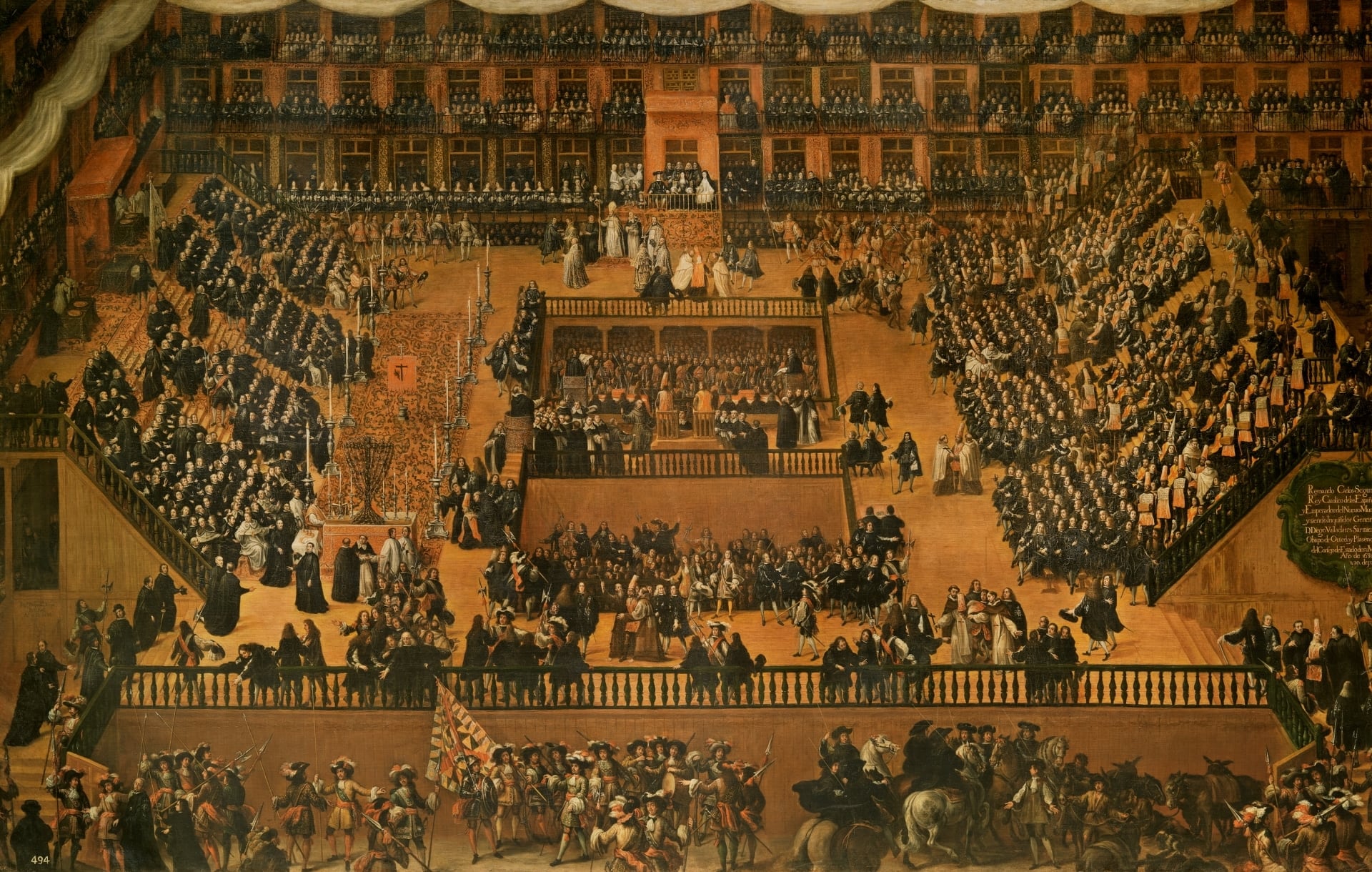 'Auto de Fe en la plaza Mayor de Madrid' (1683), de Francisco Rizi —Madrid, 1614 - San Lorenzo de El Escorial (Madrid), 1685—, conservado en el Museo del Prado.