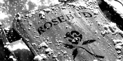 Rosebud, el trineo de 'Ciudadano Kane', en un momento de la película.