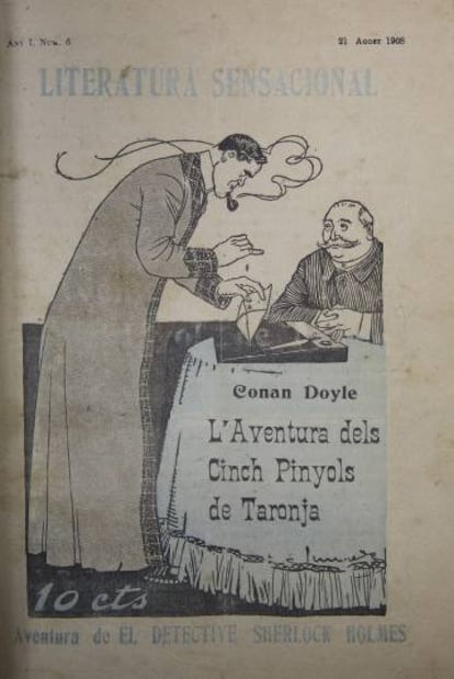 Il·lustració del català Junceda per a una aventura de Sherlock Holmes.