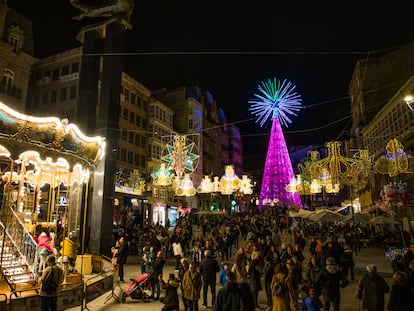 El alumbrado de Navidad en Vigo, el pasado enero.