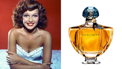 Rita Hayworth

Exotismo en estado puro es lo que se relaciona (olfativamente) con esta estrella dorada de Hollywood: el perfume Shalimar. Creado en 1925 por Guerlain, se consideró el primer perfume oriental de la historia y recibe el nombre de unos jardines que regaló a su esposa el emperador responsable de la construcción del Taj Mahal.