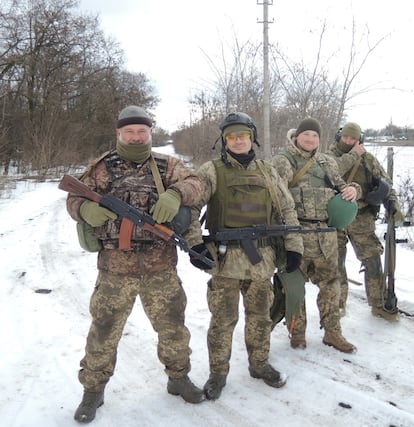 Soldados de la 1ª Brigada Blindada ucrania, el 15 de febrero, en las proximidades de Vuhledar.