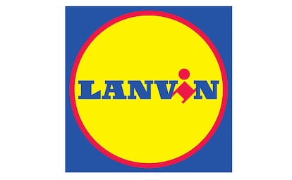 Aprovechando el tirón que tienen hoy en día las colaboraciones entre marcas high street con otras low cost, el diseñador ha ido ampliando su colección de logos reinterpretados y ya acumula más de tres decenas. Entre ellos, Lanvin reconvertido en supermercados Lidl.