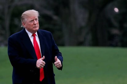 El presidente estadounidense, Donald Trump, este domingo en Florida.