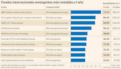 Fondos internacionales emergentes más rentables a 1 año