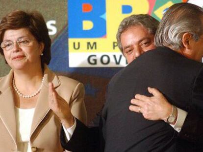 Dilma Rousseff, Lula y José Dirceu, en 2005.