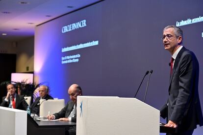 El gobernador del Banco de España, Pablo Hernández de Cos, en una intervención de la semana pasada.