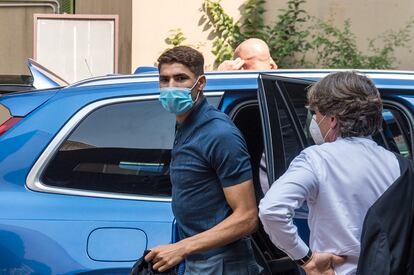 Achraf Hakimi, el martes en Milán para su reconocimiento médico con el Inter.