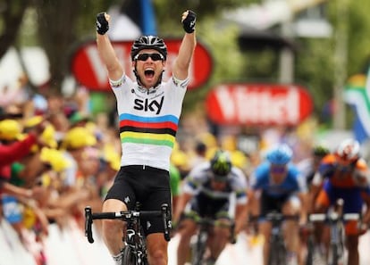 Cavendish celebra la victoria de etapa