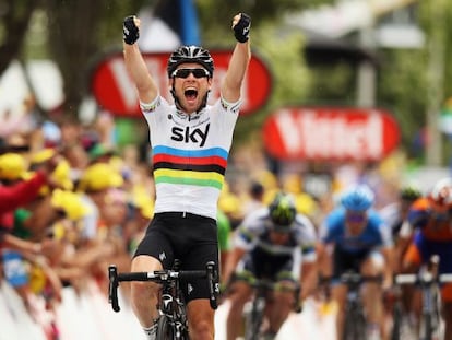Cavendish celebra la victoria de etapa